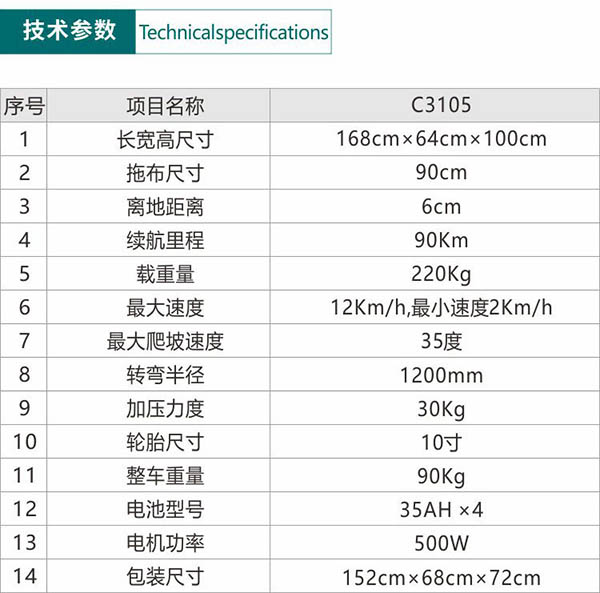 电动隆子尘推车C3105